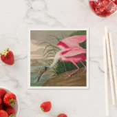 Serviette En Papier Rose Spoonbill Birds of America Audubon Print (En situation)