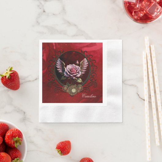 Serviette En Papier Rose Steampunk (En situation)