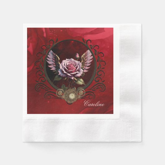 Serviette En Papier Rose Steampunk (Devant)