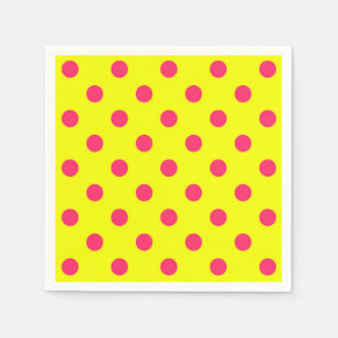 Serviette En Papier Rose sur Motif Pois jaune