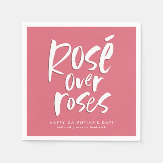 Serviette En Papier Rosé sur rose amusant rose Galentine's ami party (Devant)