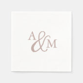 Serviette En Papier Rose Taupe Ampersand Monogram Mariage (Devant)