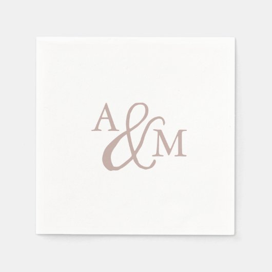 Serviette En Papier Rose Taupe Ampersand Monogram Mariage (Devant)