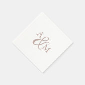 Serviette En Papier Rose Taupe Ampersand Monogram Mariage (Coin)