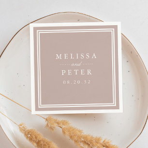 Serviette En Papier Rose Taupe   Mariage personnalisé classique