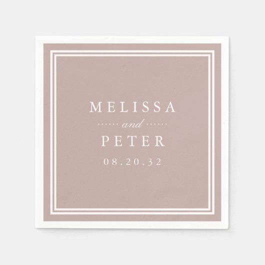 Serviette En Papier Rose Taupe | Mariage personnalisé classique (Devant)