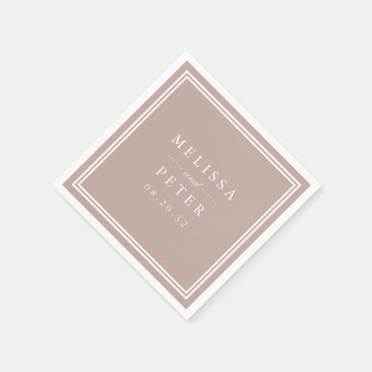 Serviette En Papier Rose Taupe | Mariage personnalisé classique (Coin)