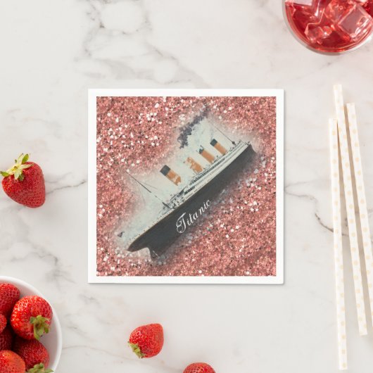 Serviette En Papier Rose Titanic Parties scintillant or White Star Lin (En situation)
