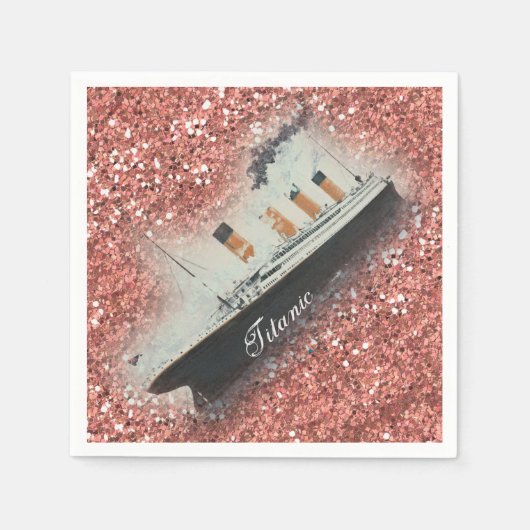 Serviette En Papier Rose Titanic Parties scintillant or White Star Lin (Devant)