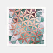 Serviette En Papier Rose Turquoise Abstrait Gold Aquarelle Rosette Mot (Devant)