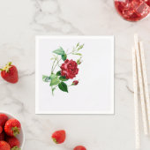 Serviette En Papier Rose unique Red Redoute sur Eggshell Napkins (En situation)