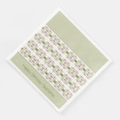Serviette En Papier Rose Vert Et Blanc (Coin)