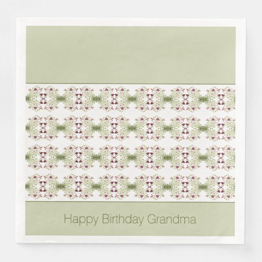 Serviette En Papier Rose Vert Et Blanc (Devant)
