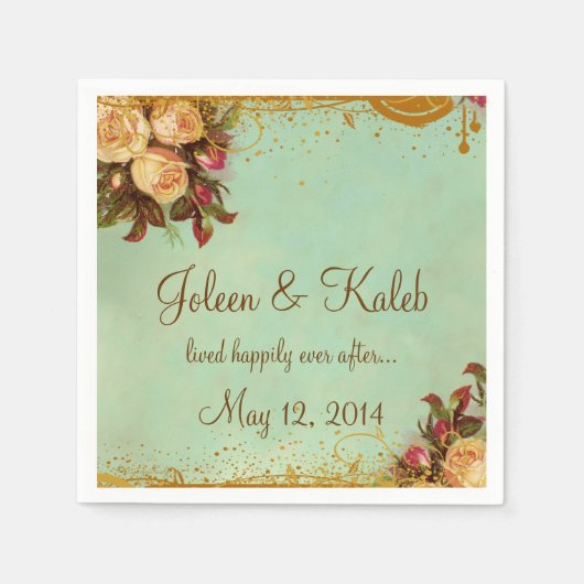 Serviette En Papier Rose victorien élégante serviettes personnalisées (Devant)