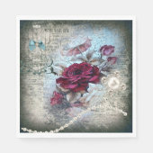 Serviette En Papier Rose victorien Ephemera (Devant)