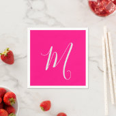 Serviette En Papier rose vif chic monogramme (En situation)