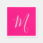 Serviette En Papier rose vif chic monogramme (Devant)
