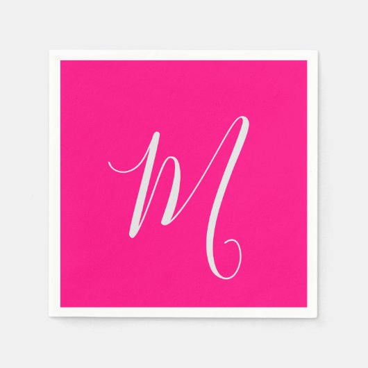 Serviette En Papier rose vif chic monogramme (Devant)