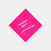 Serviette En Papier rose vif chic monogramme (Coin)