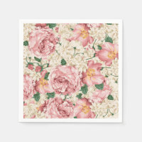 Rose Vintage Aquarelle et Motif Hydrangea