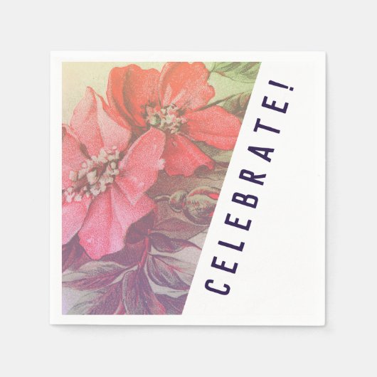 Serviette En Papier Rose vintage Napkin (Devant)