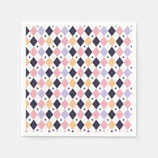 Serviette En Papier Rose violet diamant avec araignée (Devant)