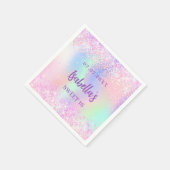 Serviette En Papier Rose violet éclat holographique Sweet 16 (Coin)