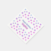 Serviette En Papier Rose violet Empreintes de pattes rose personnalisé (Coin)