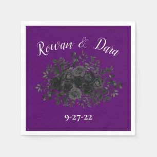 Serviette En Papier Rose violet et noir Mariage gothique serviettes