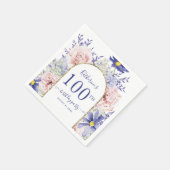 Serviette En Papier Rose violet floral Dieu cadre 100e fête d'annivers (Coin)