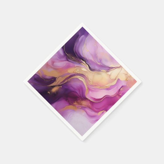 Serviette En Papier Rose violet moderne et or (Coin)