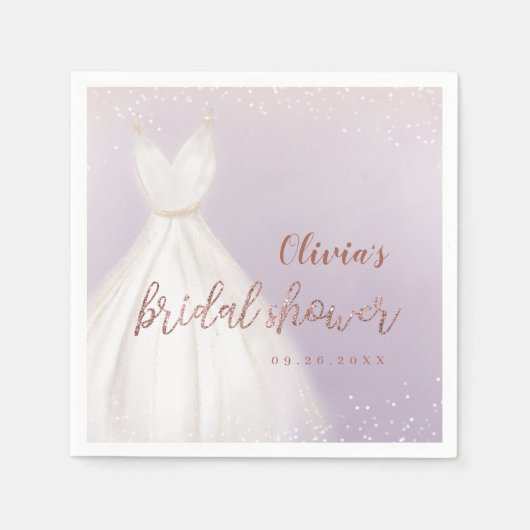 Serviette En Papier Rose violet or élégante Fête des mariées robe (Devant)