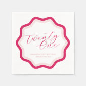 Serviette En Papier Rose Wavy Curvy Squiggly Girls 21e anniversaire (Devant)