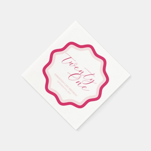 Serviette En Papier Rose Wavy Curvy Squiggly Girls 21e anniversaire (Coin)