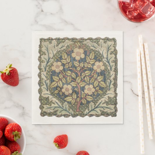 Serviette En Papier Rose Wreath par William Morris (En situation)