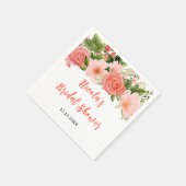 Serviette En Papier Roseaux Roses Rouges Corail Mariage (Coin)