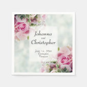 Serviette En Papier Rosebuds et pivoines roses Mariage élégant (Devant)