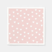 Serviette En Papier Rosée avec Coeurs Blancs (Devant)