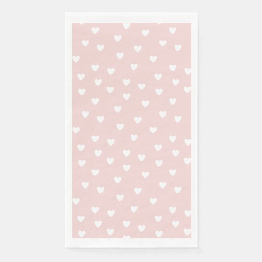 Serviette En Papier Rosée avec Coeurs Blancs (Devant)