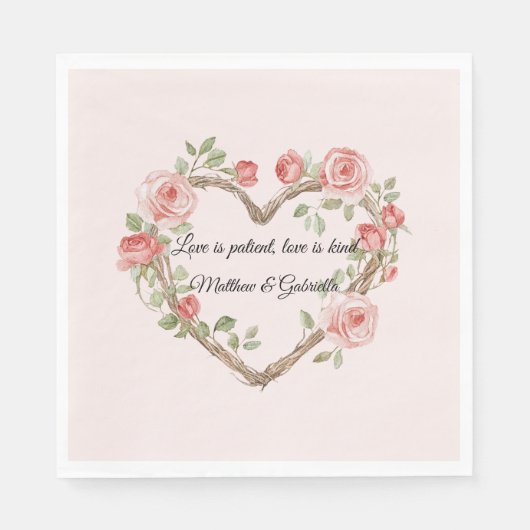 Serviette En Papier Rosée Noire Romantique Rose Rose Rose Mariage du c (Devant)