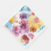 Serviette En Papier Roses à l'aquarelle (Coin)