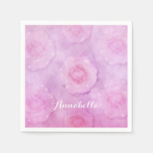 Serviette En Papier Roses aquarelle