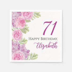 Serviette En Papier Roses Aquarelles Roses 71e Anniversaire Papier
