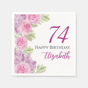 Serviette En Papier Roses Aquarelles Roses 74e Anniversaire Papier