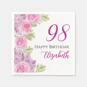 Serviette En Papier Roses Aquarelles Roses 98e Anniversaire Papier