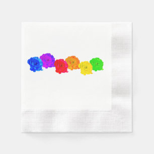 Serviette En Papier Roses arc-en-ciel