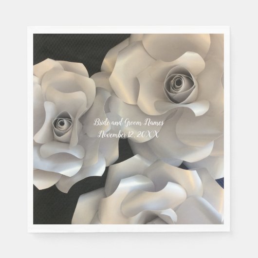 Serviette En Papier Roses Argentées Élégantes (Devant)