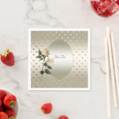 Serviette En Papier Roses blanches Coeurs d'or serviettes (En situation)