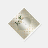 Serviette En Papier Roses blanches Coeurs d'or serviettes (Coin)
