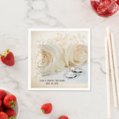 Serviette En Papier roses blanches d'anniversaire et groupes mariages (En situation)